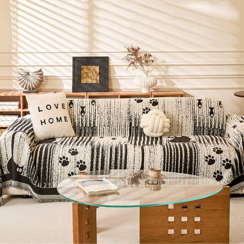 Husă De Canapea Antiderapantă Cu Model De Labe – Protecție Și Confort