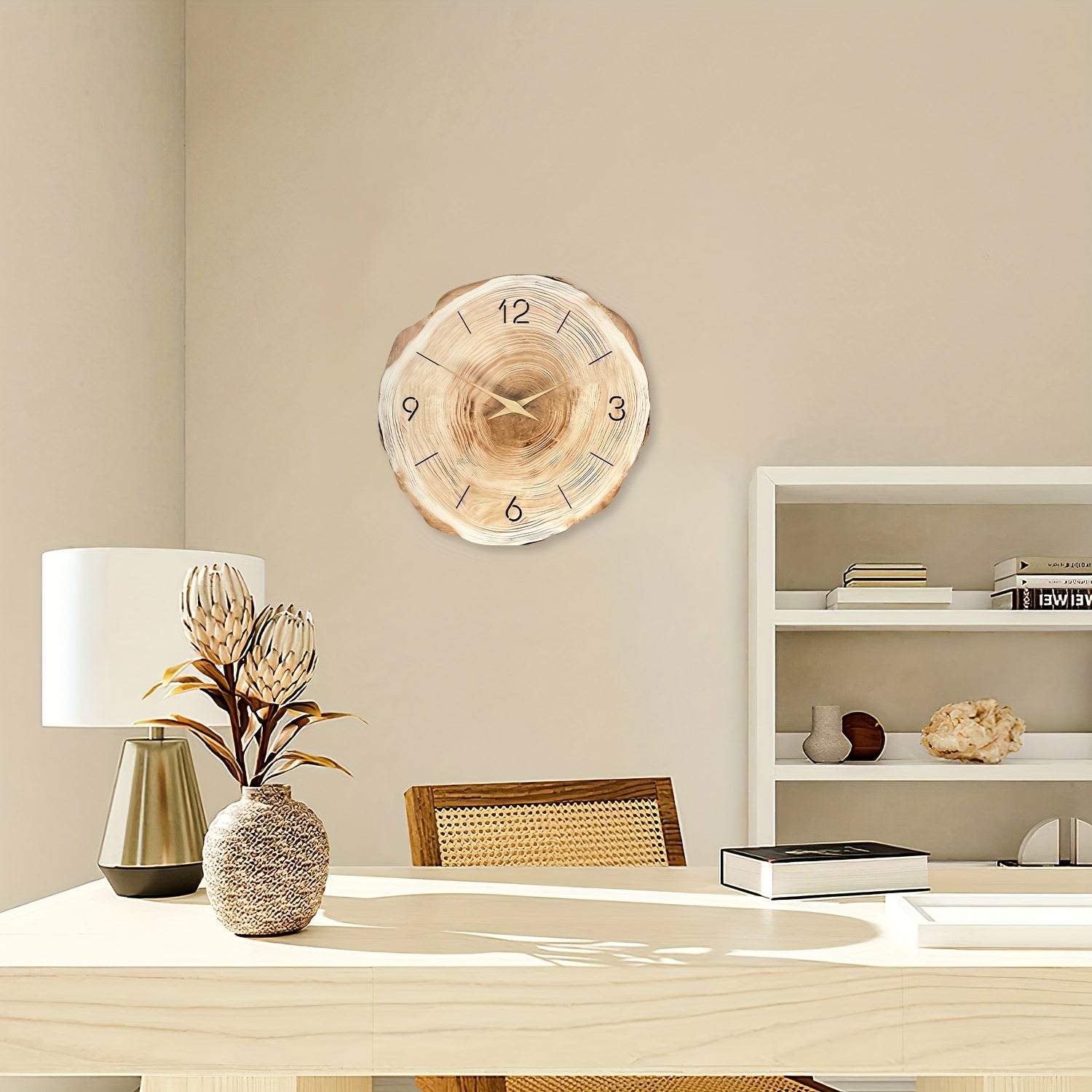 Relógio de Parede Silencioso – Textura Realista e Design Elegante