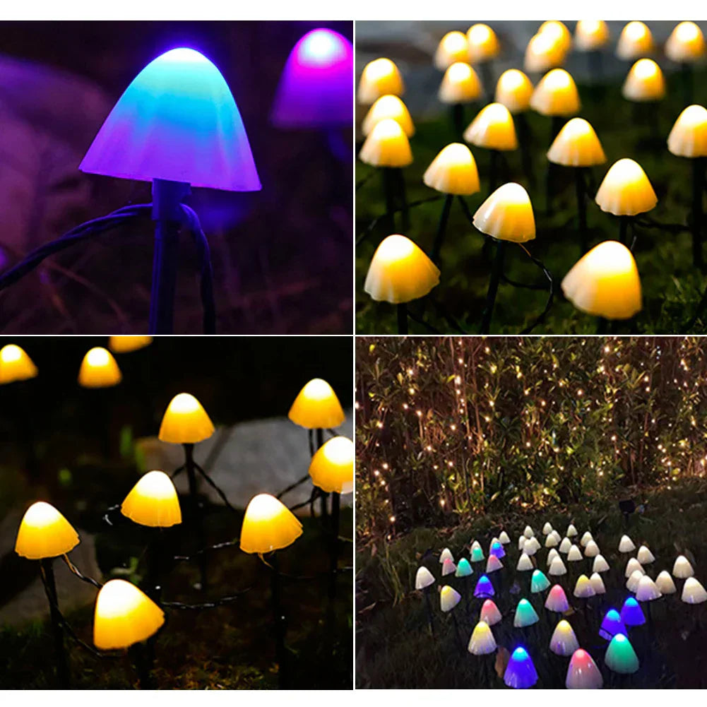 Guirnalda Lumínica de Champiñones Solares — Encanto Nocturno y Energía Limpia
