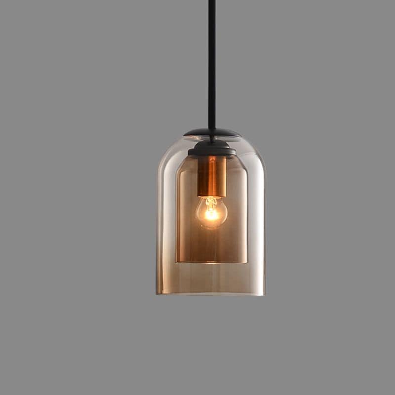 Vintage Glass Pendant Lamp - Double Metallic Finish