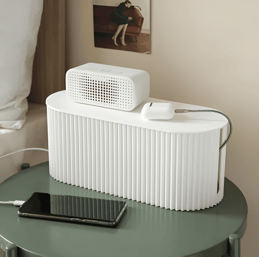 Caixa de arrumação de cabos minimalista - Organização limpa e design elegante