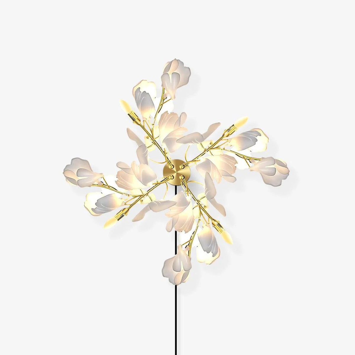 Blommig vägglampa - Gyllene elegans & Mjukt ljus