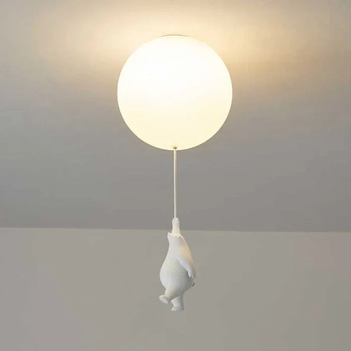 Children's Ceiling Light — Hanging Bears with Glowing Balloons 