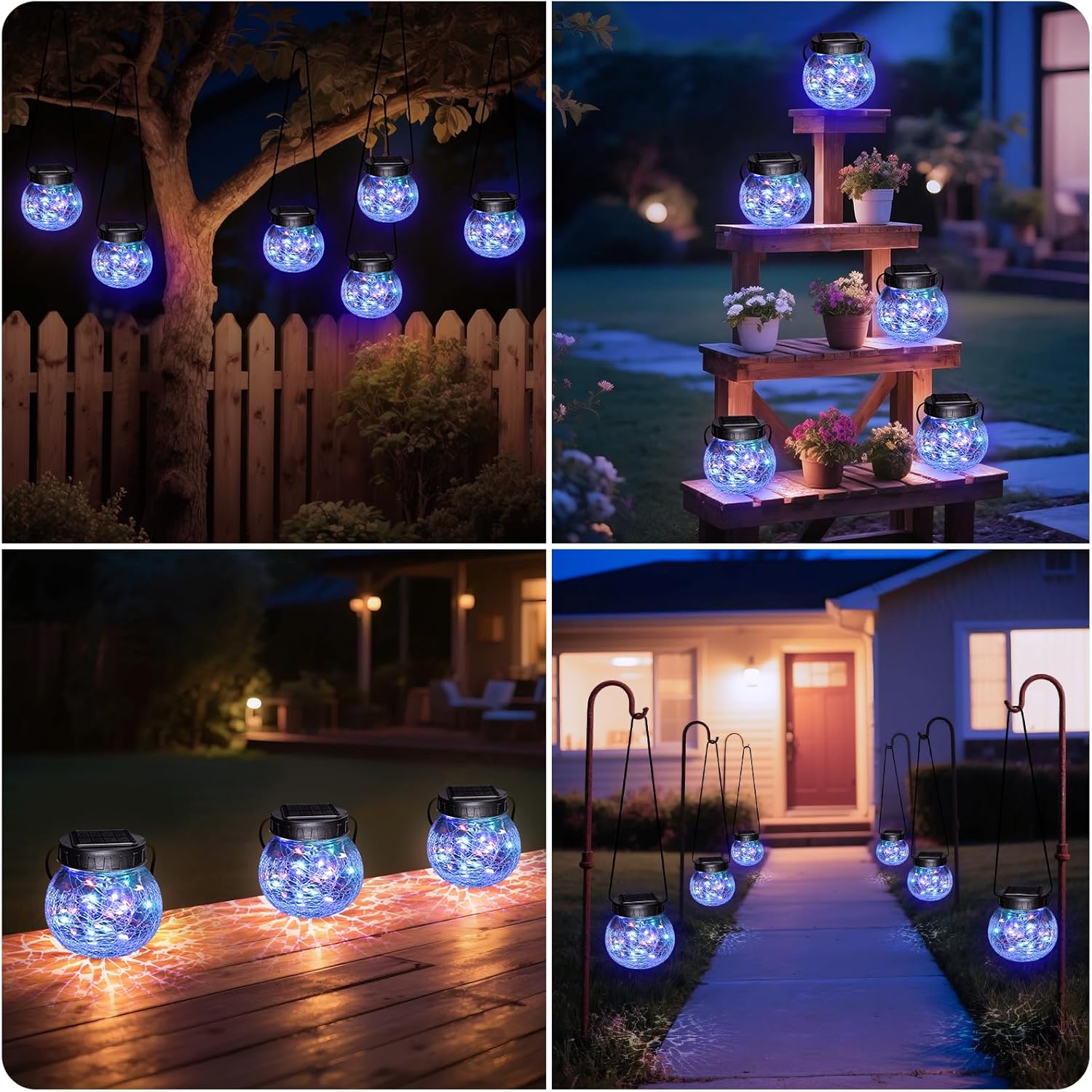 פנס סולארי תלוי — אלגנטיות בזכוכית סדוקה 