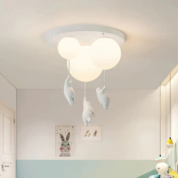 Children's Ceiling Light — Hanging Bears with Glowing Balloons 