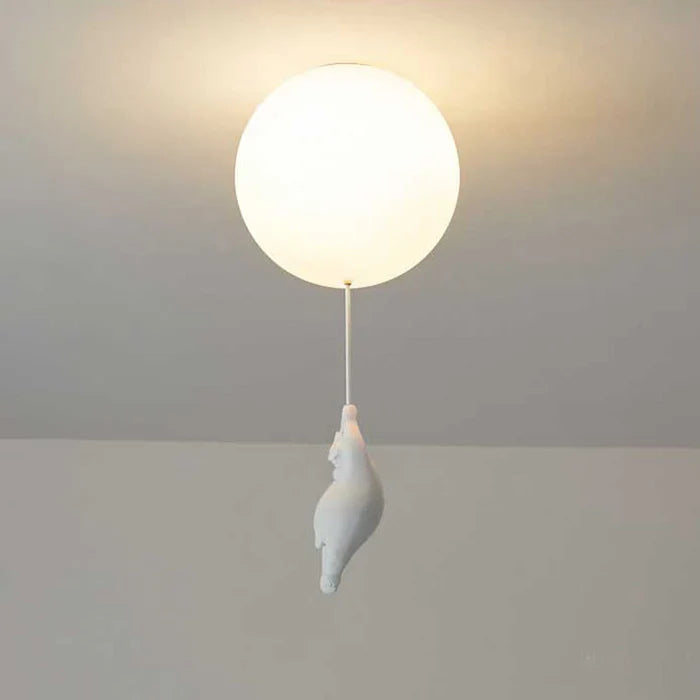 Children's Ceiling Light — Hanging Bears with Glowing Balloons 