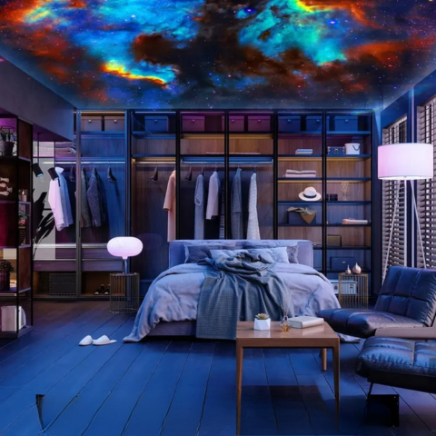 מנורת פרויקטור מסתובבת – 360° של חלומות כוכביים בבית 