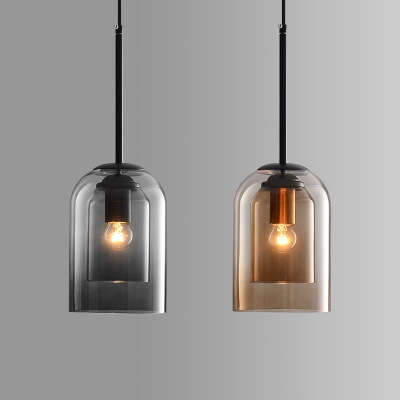Vintage Glass Pendant Lamp - Double Metallic Finish