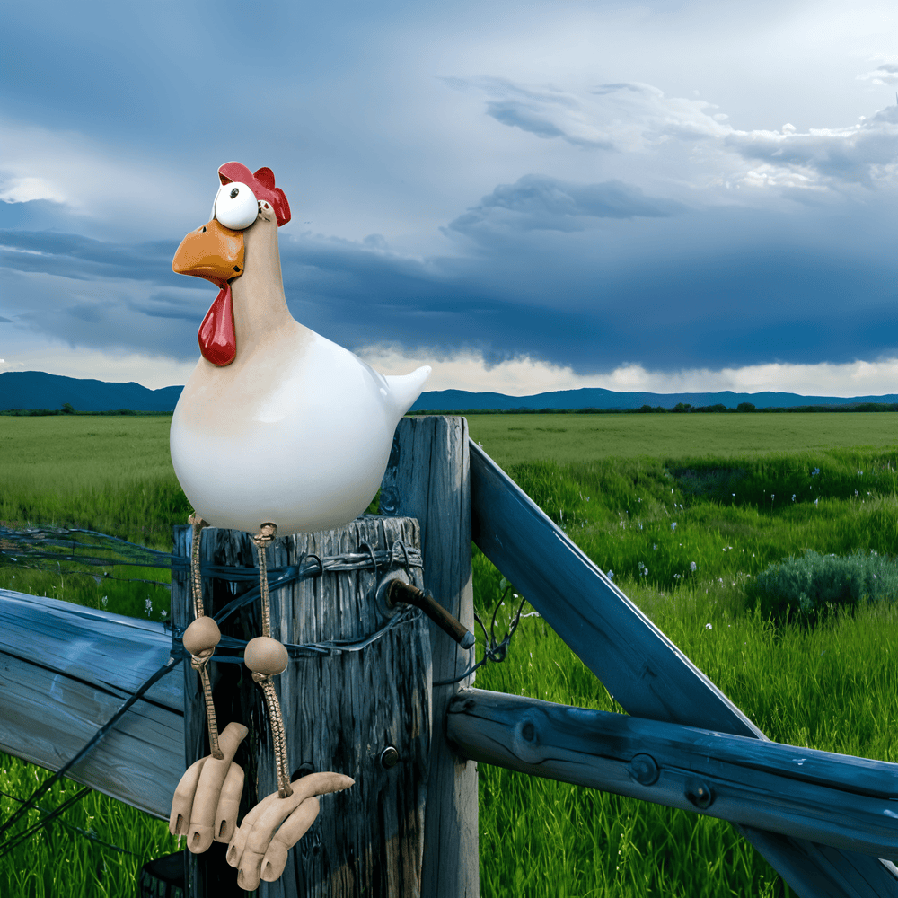 Big-Eyed Rooster Statue - Original Decoration & Fun Details