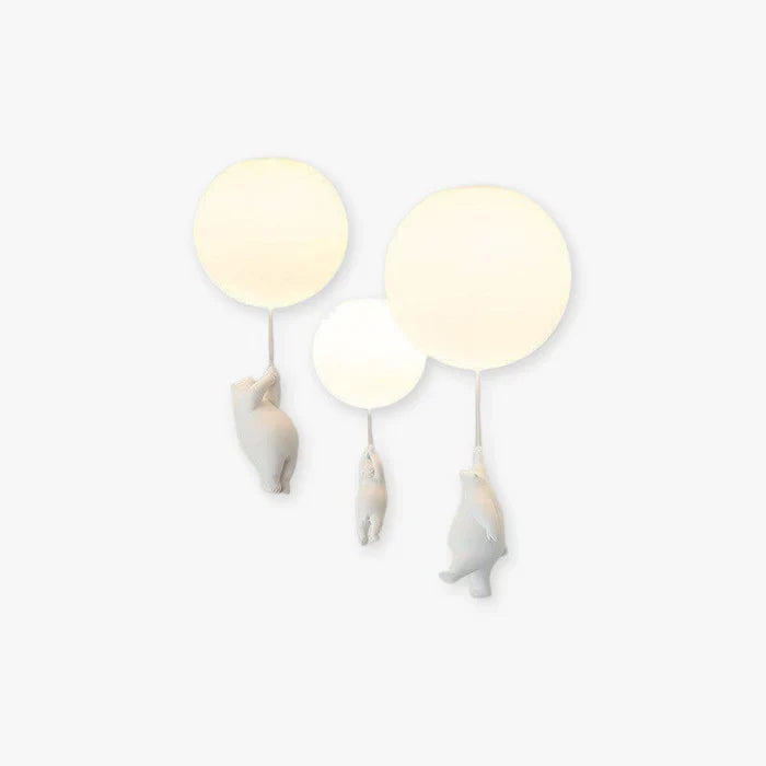 Children's Ceiling Light — Hanging Bears with Glowing Balloons 