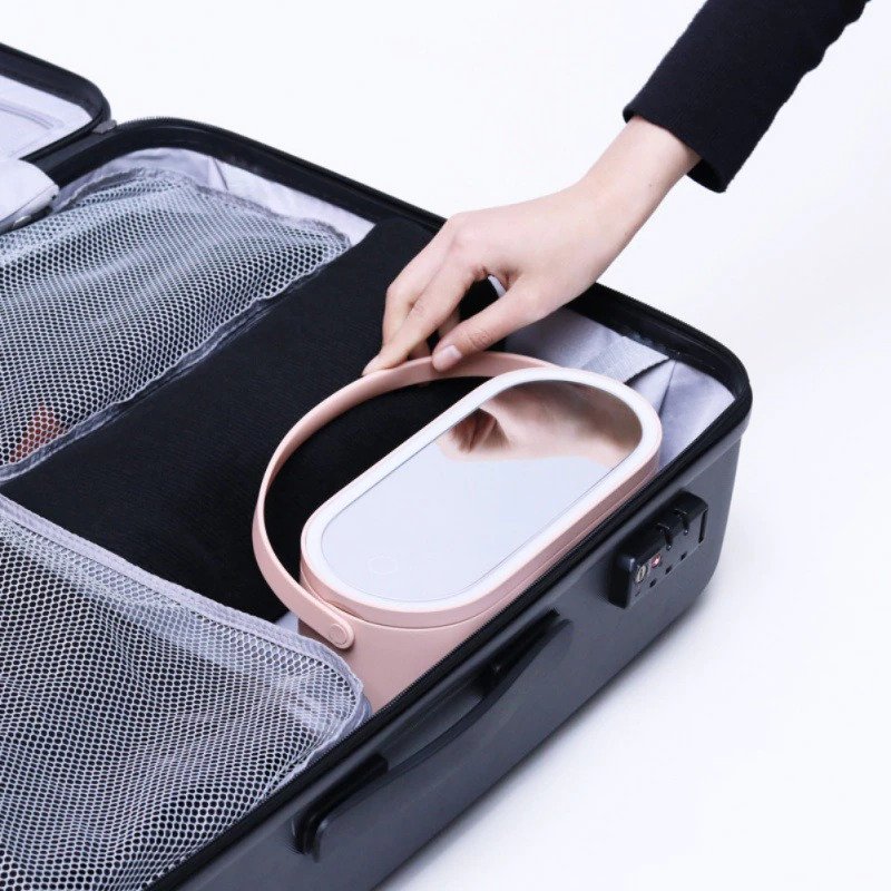 Organisateur de maquillage de voyage avec miroir LED intégré